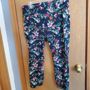 3/$15 Time And Tru Jegging Jeans Capri Pants Size L 12 14 Womens Floral